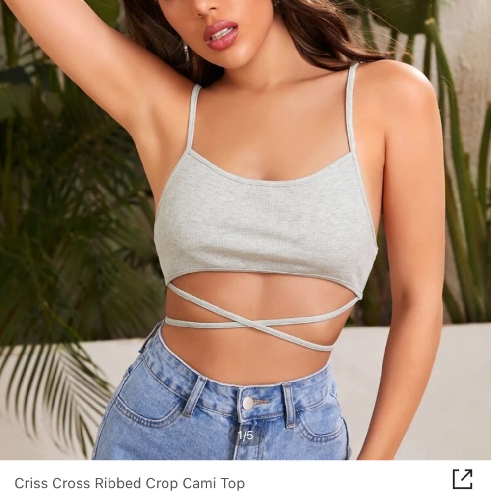 Shein Cropped Cami With Waist Ties
